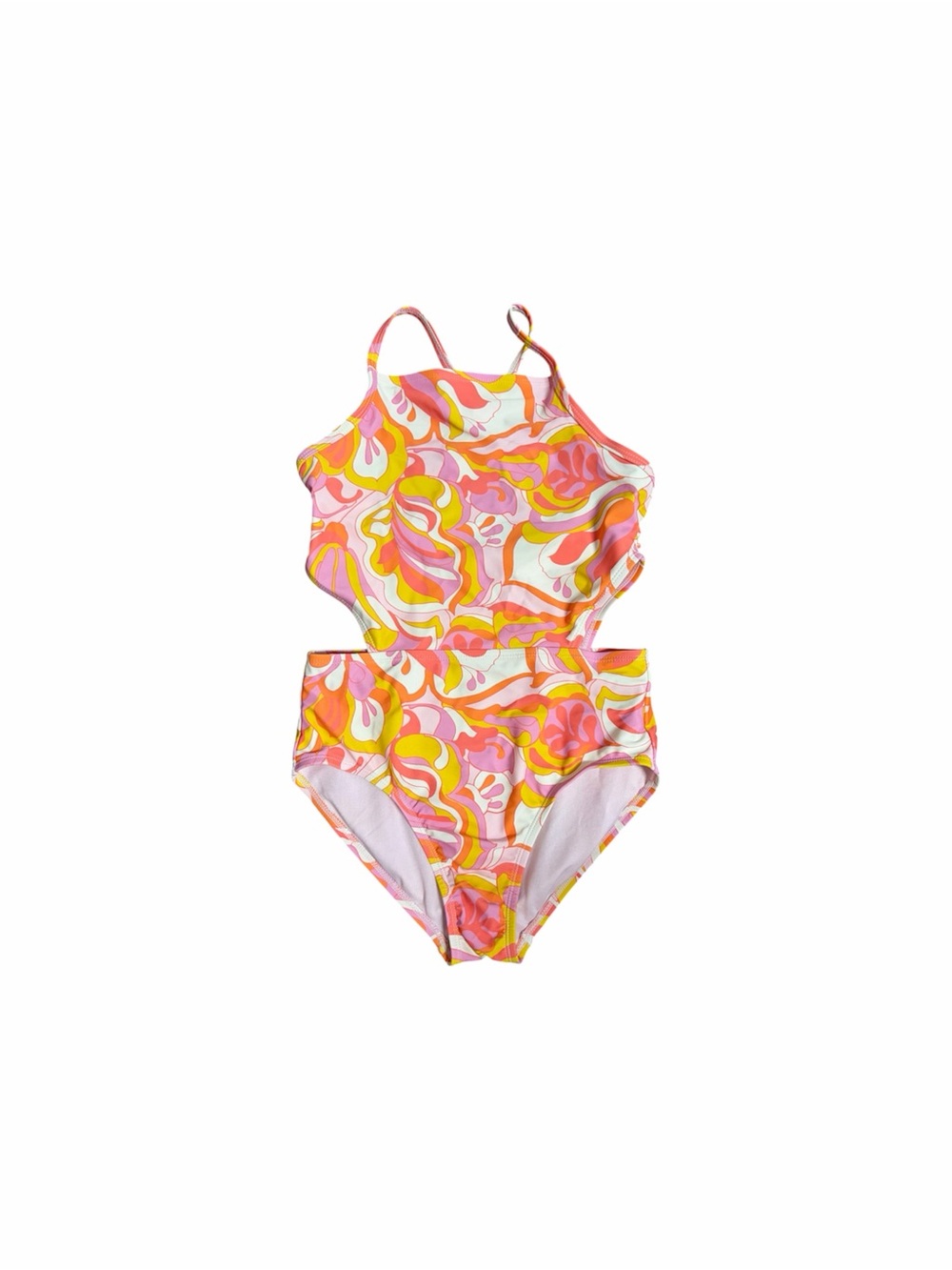 GAP Pink, Orange & Yellow Swirl Cutout One-Piece Swim